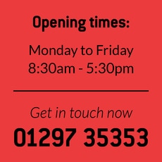 Country Motors Opening Times  01297 35353 